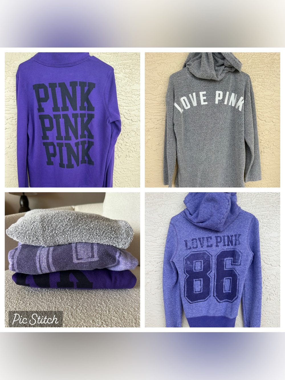 Victoria’s Secret PINK Hoodie Bundle 3pc Small Sweatshirts Tops Loungewear
